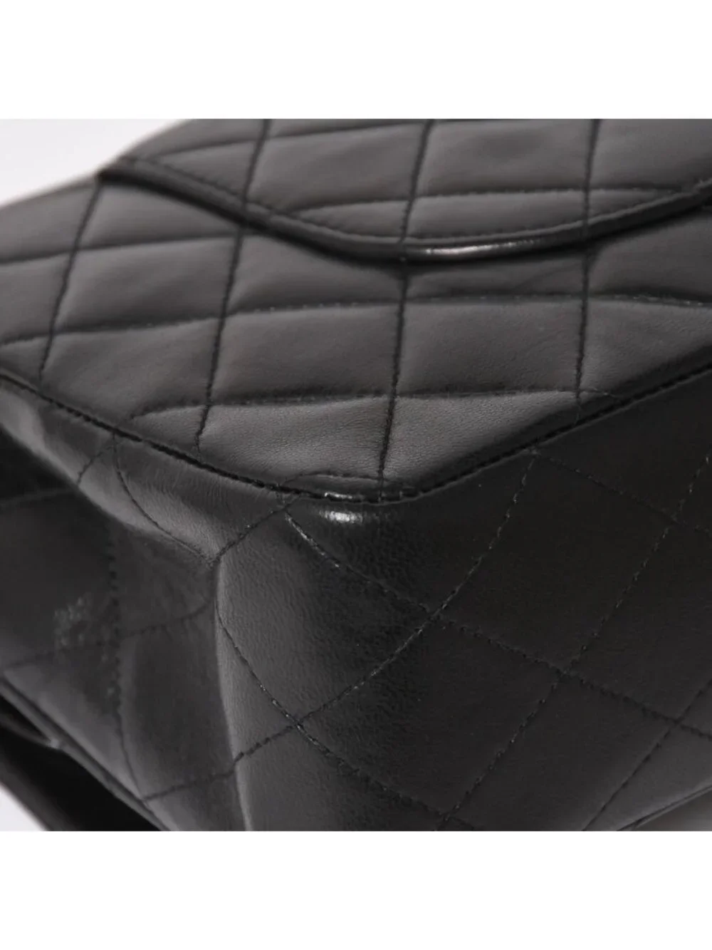 Chanel Quilted 25 Double Flap Chain Shoulder Bag Lambskin CC Logo Black
